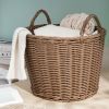 Joseph Round Cone Woven Resin Wicker Basket with Handles - 16" x 16" x 14.5" - Chocolate Brown - For Clothes, Towels, Canvas, Toys, Magazine Storage a