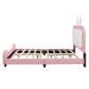 Full size Upholstered Rabbit-Shape Princess Bed ,Full Size Platform Bed with Headboard and Footboard