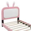 Twin size Upholstered Rabbit-Shape Princess Bed ,Twin Size Platform Bed with Headboard and Footboard