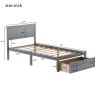 Elegant Twin-Size Platform Bed, Featuring Convenient Under-Bed Drawer, Stylish Gray Finish