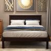 Espresso Twin Platform Bed Frame with Classy Headboard, Wood Slat Support, No Box Spring Needed