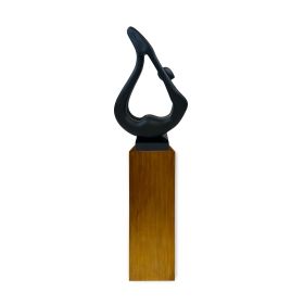 Yoga Black Sculpture (Color: Wood Base)