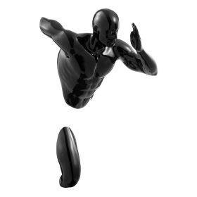 Black Wall Runner Man Sculpture (Color: 20")