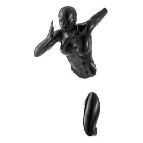 Black Wall Runner Woman Sculpture (Color: 20")