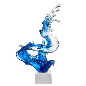 Breaker Wave Sculpture (Color: Ocean Blue, 21" Tall)