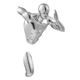 Chrome Wall Runner Man Sculpture (Color: 20")