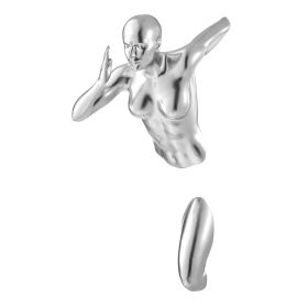 Chrome Wall Runner Woman Sculpture (Color: 20")