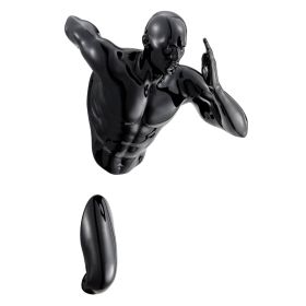 Black Wall Runner Man Sculpture (Color: 13")