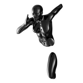 Black Wall Runner Woman Sculpture (Color: 13")