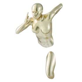 Gold Wall Runner Woman Sculpture (Color: 13")