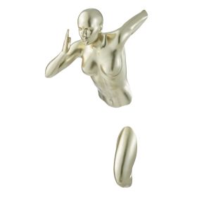 Gold Wall Runner Woman Sculpture (Color: 20")