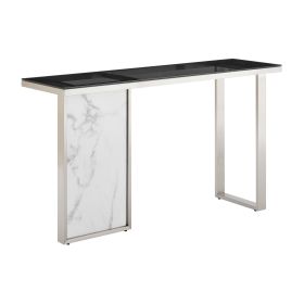 Monolith Chic Marble Console Table (Color: White / Black Top)