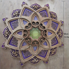 Mandala Wooden Decorative Lamp (Gray: Purple)