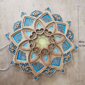 Mandala Wooden Decorative Lamp (Gray: Blue)