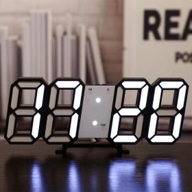 1pc 3D LED Digital Clock; Bedroom LED Clock For Home Decor (Gray: Blackwhite)