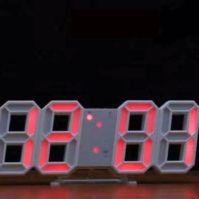 1pc 3D LED Digital Clock; Bedroom LED Clock For Home Decor (Gray: Red)