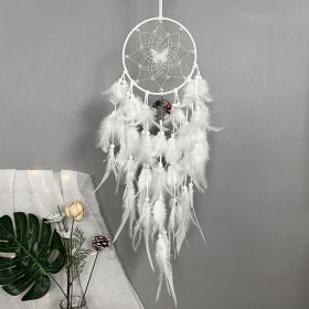 1pc; Fairy Butterfly Dream Catcher Gradient Color Crystal Stone Life Tree Feather Wind Chime Ornament Home Shop Decoration Pendant Finished Product Wi (Gray: White)