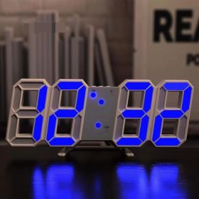 1pc 3D LED Digital Clock; Bedroom LED Clock For Home Decor (Gray: Whiteblue)