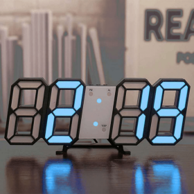 1pc 3D LED Digital Clock; Bedroom LED Clock For Home Decor (Gray: Blue)