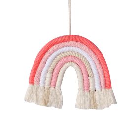 Vibrant Rainbow Macrame Wall Hanging (Gray: Pink)