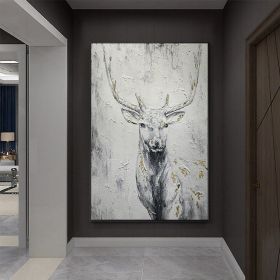 Hand Painted Oil Painting Hand Painted Rich Deer Oil Painting On Canvas Animal Pattern Decorative Painting Classical Porch Mural Handmade Art Living R (Style: 1, size: 150X220cm)