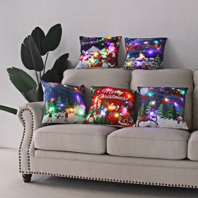 1pc Christmas Cushion Cover 45x45 Led Light Christmas Decorations for Home Santa Claus Printed Christmas Pillow Case (Gray: as pic A)