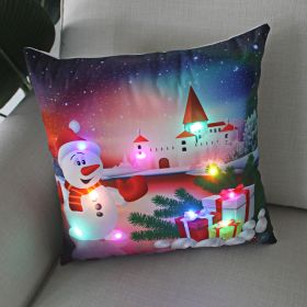 1pc Christmas Cushion Cover 45x45 Led Light Christmas Decorations for Home Santa Claus Printed Christmas Pillow Case (Gray: as pic C)