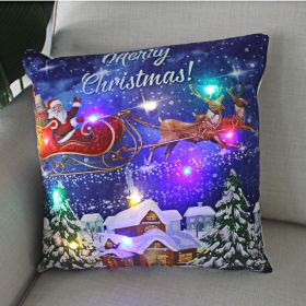 1pc Christmas Cushion Cover 45x45 Led Light Christmas Decorations for Home Santa Claus Printed Christmas Pillow Case (Gray: as pic B)