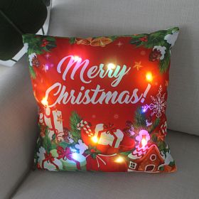 1pc Christmas Cushion Cover 45x45 Led Light Christmas Decorations for Home Santa Claus Printed Christmas Pillow Case (Gray: as pic D)