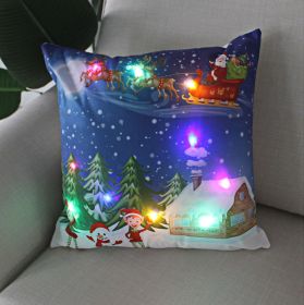 1pc Christmas Cushion Cover 45x45 Led Light Christmas Decorations for Home Santa Claus Printed Christmas Pillow Case (Gray: as pic E)