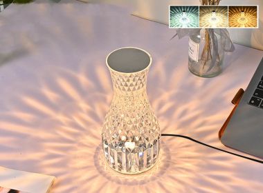 Crystal Lamp Vase (Electrical outlet: USB, Style: Plug in 3colors)