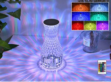 Crystal Lamp Vase (Electrical outlet: USB, Style: With remote control)