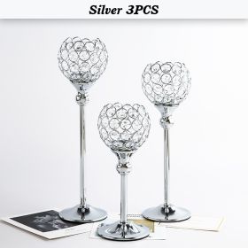 Crystal Candle Holder (Ships From: CN, Gray: Silver 3PCS)