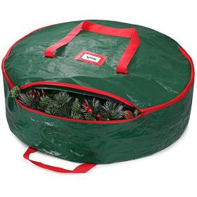 Christmas Wreath Storage Container, Waterproof Plastic Wreath Storage Bag (Gray: Green, size: 90*20cm)