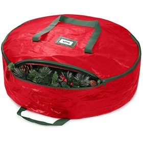 Christmas Wreath Storage Container, Waterproof Plastic Wreath Storage Bag (Gray: Red, size: 90*20cm)