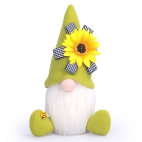 Handmade Summer Sunflower Gnomes Faceless Plush Doll (Gray: Green)