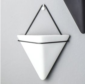 Triangle Wall Planter Wall Decoration Indoor Plant Hanger (Gray: White, size: large)