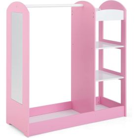 Kids Dress Up Storage with Mirror (Gray: Pink)