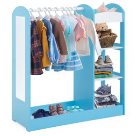 Kids Dress Up Storage with Mirror (Gray: Blue)