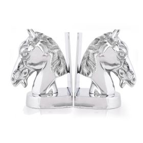 Handcrafted Horse Bookends (Material: solid Alumiunium Metal, Colour: Silver)