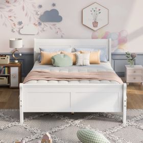 Queen Size Wood Platform Bed with Headboard and Wooden Slat Support (Gray: White)