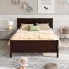 Queen Size Wood Platform Bed with Headboard and Wooden Slat Support