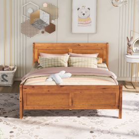 Queen Size Wood Platform Bed with Headboard and Wooden Slat Support (Gray: Oak)