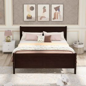 Full Size Wood Platform Bed with Headboard (Gray: Espresso)