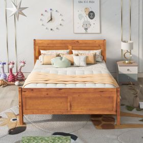 Full Size Wood Platform Bed with Headboard (Gray: Oak)