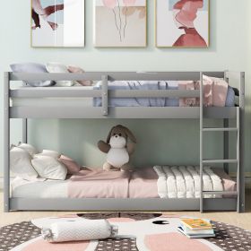 Twin over Twin Floor Bunk Bed with Ladder (Gray: Gray)