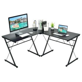 L-Shaped Corner Desk Computer Table (Gray: Black)