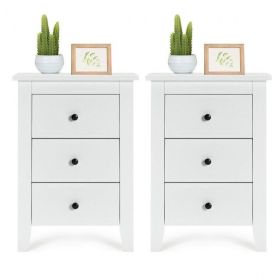 Beautiful Design Modern Style Bedside Cabinet With 3 Drawers (Type: Nightstand, Gray: White(Set of 2))