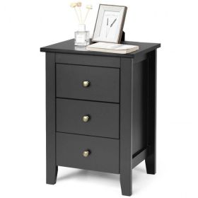 Beautiful Design Modern Style Bedside Cabinet With 3 Drawers (Type: Nightstand, Gray: Black)