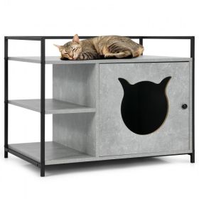 The 2-in-1 Hidden Cat Washroom And Side Table Furniture Cabinet (Type: Nightstand, Gray: Gray)